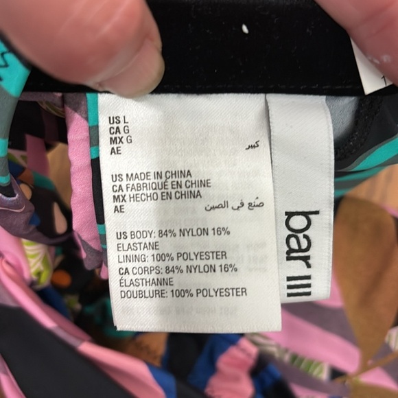 Bar III Bikini Set Keyhole Top Hipster Bottoms size L Hidden Jungle NWT - Picture 9 of 15